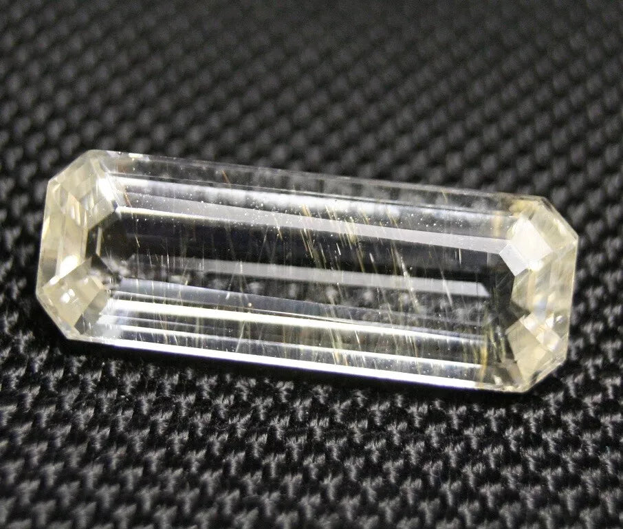 20.7ct Faceted Topaz With Golden Limonite Inclusions Rare Gem Myanmar 27x10mm