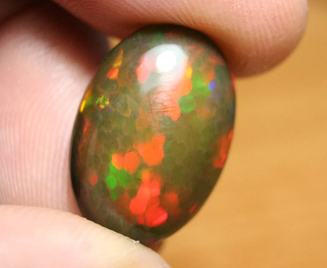 Welo Black Opal Cabochon 11.97ct Rainbow Honeycomb AAA Opal - See Video