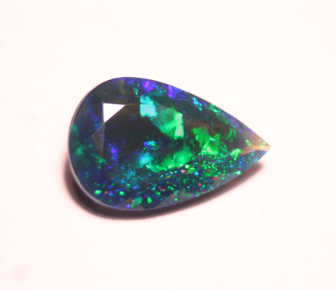 Faceted Black Welo Opal 4.7ct Neon Galaxy Flash AAA Ethiopian Opal 18x11mm