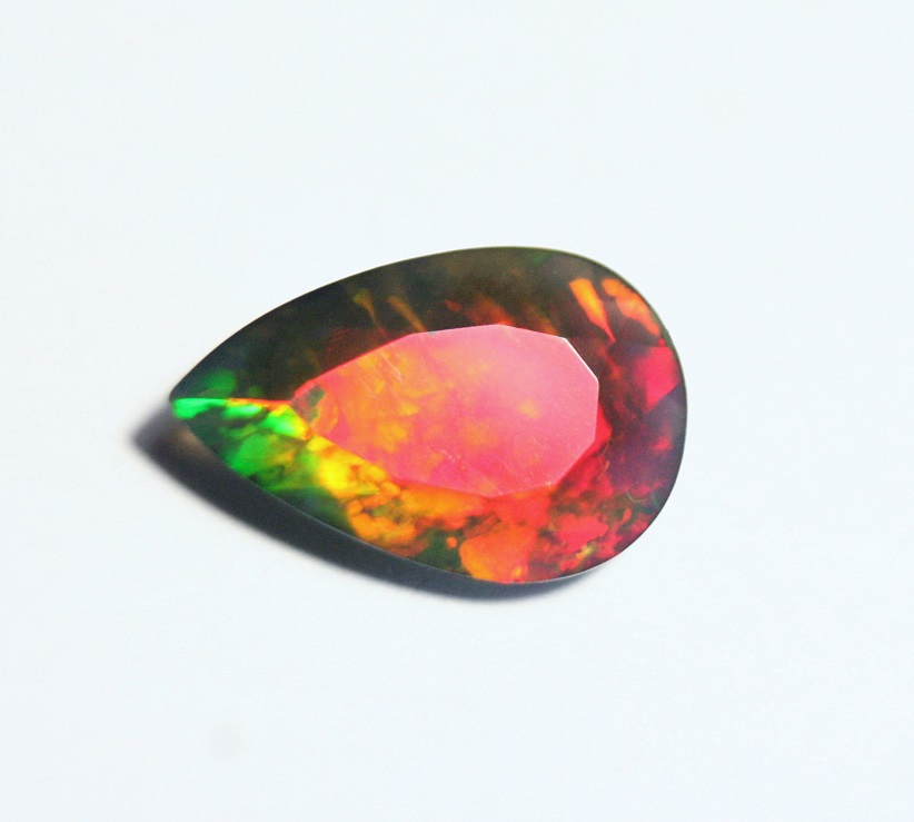 Faceted Black Welo Opal 3.2ct Natural Opal Ethiopia Rainbow Blaze Video 15x10mm