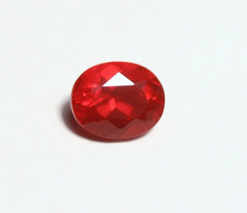 Faceted Red Mexican Fire Opal 0.68ct Oval Cut Natural Rich Opalescent Opal 6x5mm