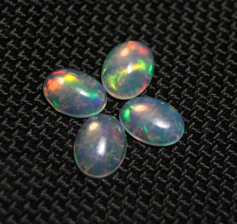 Welo Crystal Opal Cabochon 2.4ct 4pc Lot Lovely Natural Matching Opal Lot 8x6mm