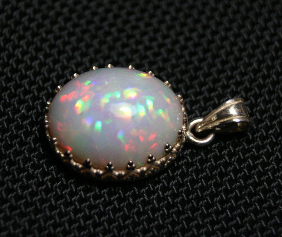 Solid Sterling Silver Pendant 10.8ct Welo Precious Opal Prism Flash Blaze Video