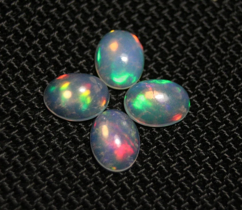 Welo Crystal Opal Cabochon 2.6ct 4pc Lot Lovely Natural Matching Opal Lot 8x6mm