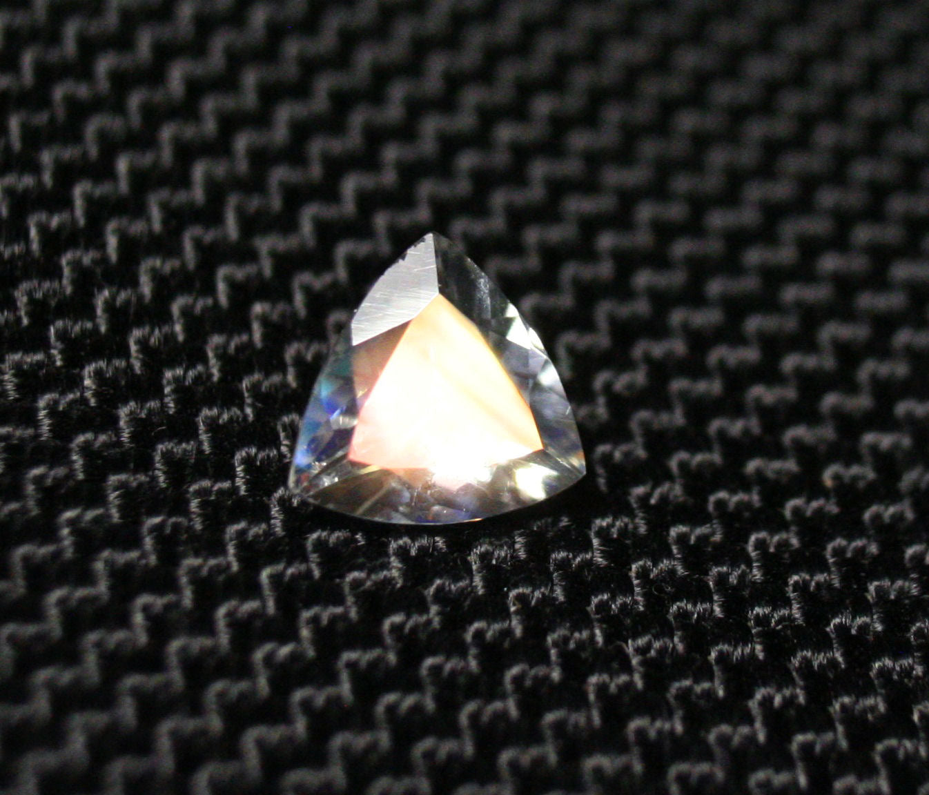 Faceted Moonstone 0.8ct Madagascar AAA Rainbow Moonstone 7x7mm Trillion