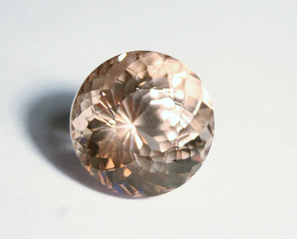 16.7ct Peach / Pink Morganite - Stunning Clean Precision Portuguese Cut Gem 15mm Round