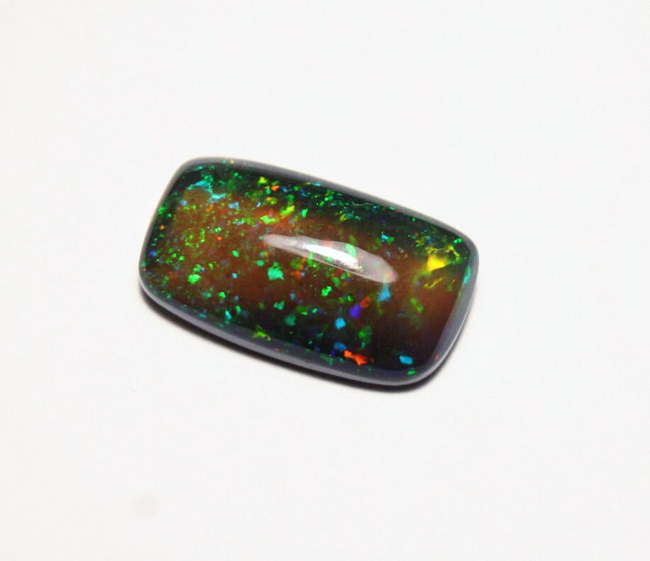 Welo Black Opal Cabochon 4.5ct Neon Confetti Bar Natural Ethiopian Opal Video