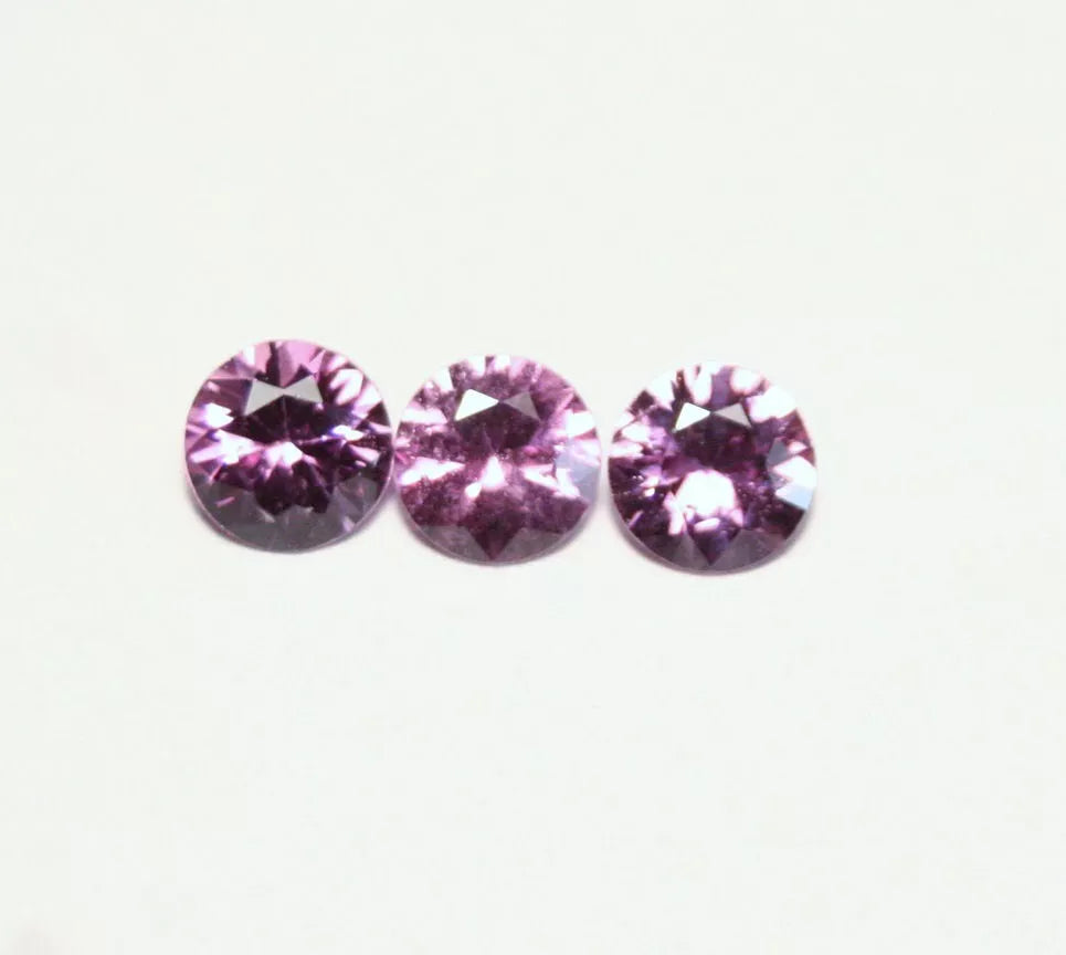 Umba Natural Sapphire 3pc 1.2ct Magenta Pink Purple Untreated Precision Cut 4.5mm