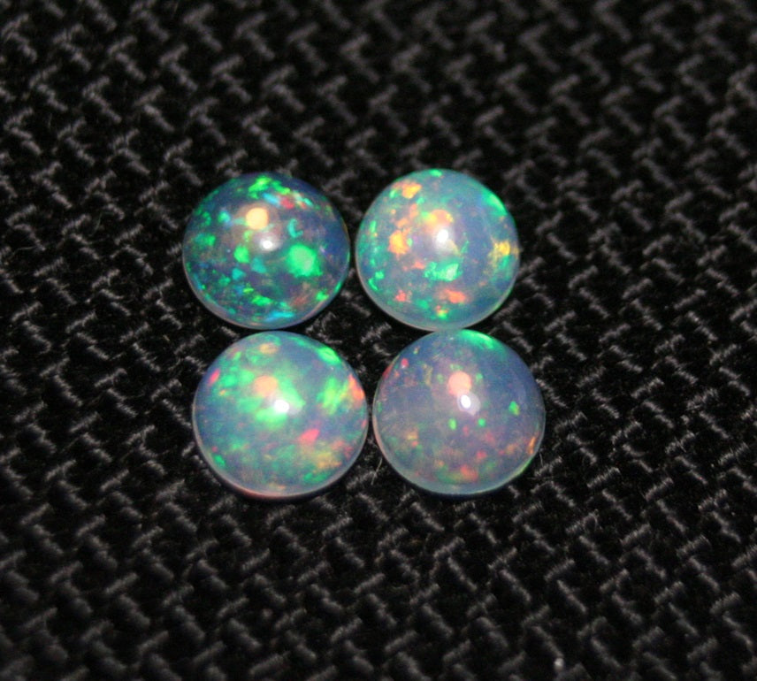 Welo Crystal Opal Round 5x5mm Cabochons 4pc Lot 1.14ct AAA Crystal Opal