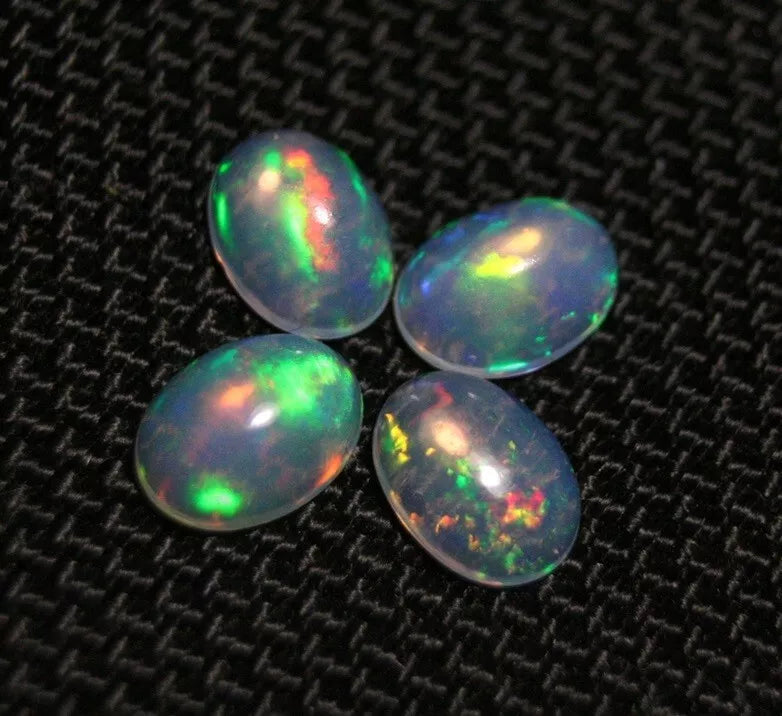 Welo Crystal Opal Cabochon 8x6mm 4pc Lot 2.84ct Lovely Natural Matching Opal Lot