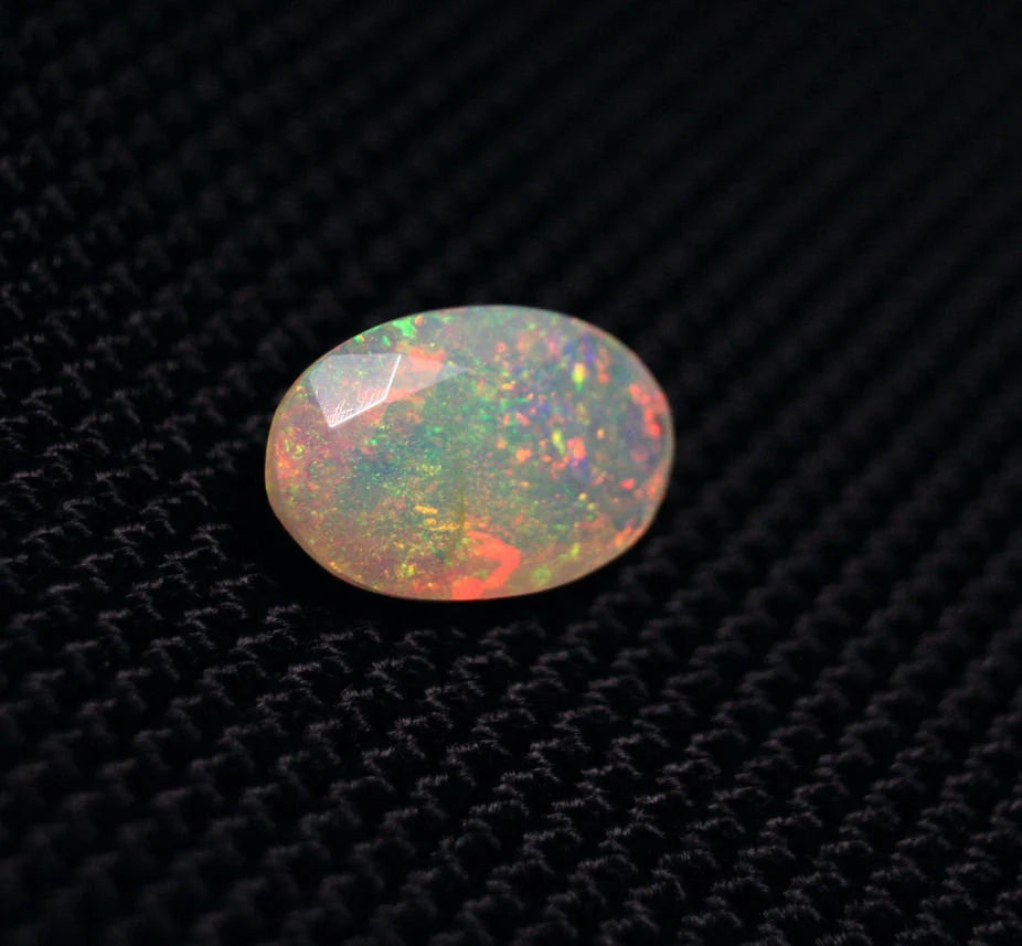 Faceted Welo Opal 2.2ct Rainbow Confetti Blaze Natural Ethiopian Opal 12x8mm Video AAA