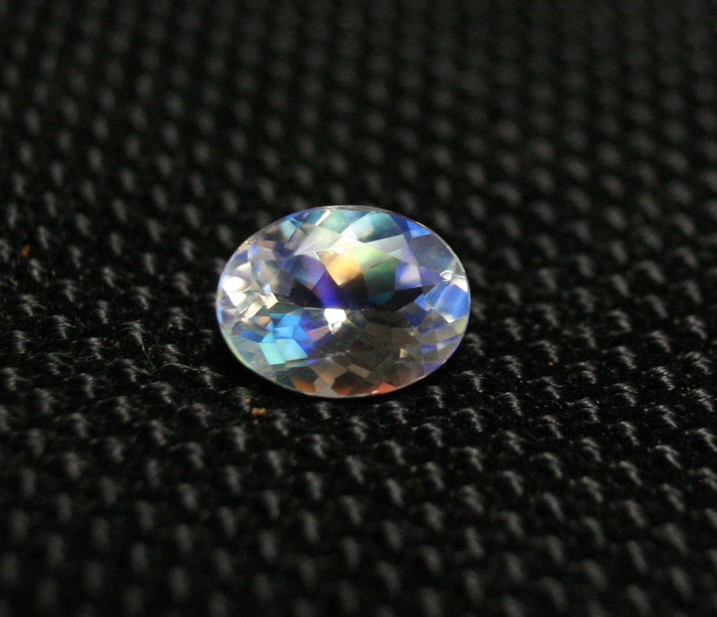 Faceted Moonstone 1.27ct Madagascar AAA Rainbow Moonstone 9x7mm Oval