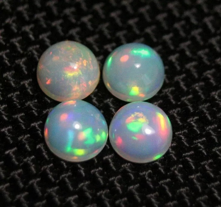 Welo Crystal Opal Round 5x5mm Cabochons 4pc Lot 1.5ct AAA Natural Opal Ethiopia