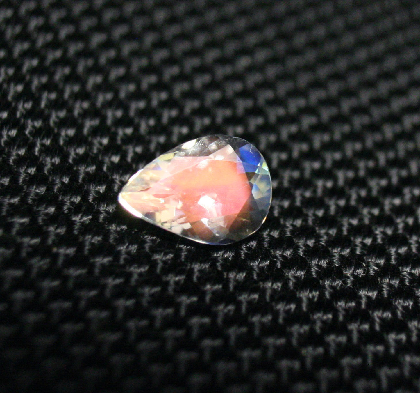 Faceted Moonstone 0.89ct Madagascar AAA Rainbow Moonstone 8x6mm Pear