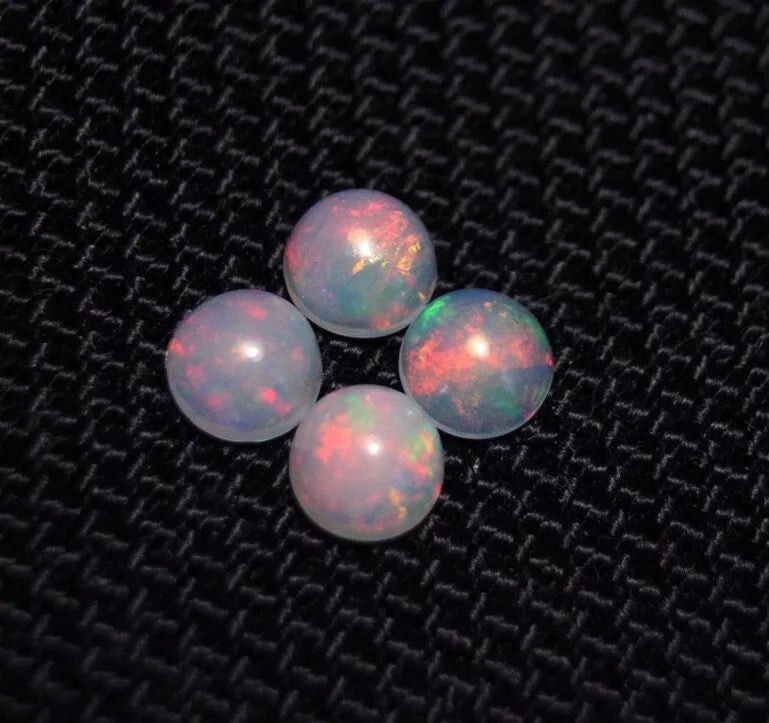 Welo Crystal Opal Round 5x5mm Cabochons 4pc Lot 1.44ct AAA Natural Opal Ethiopia