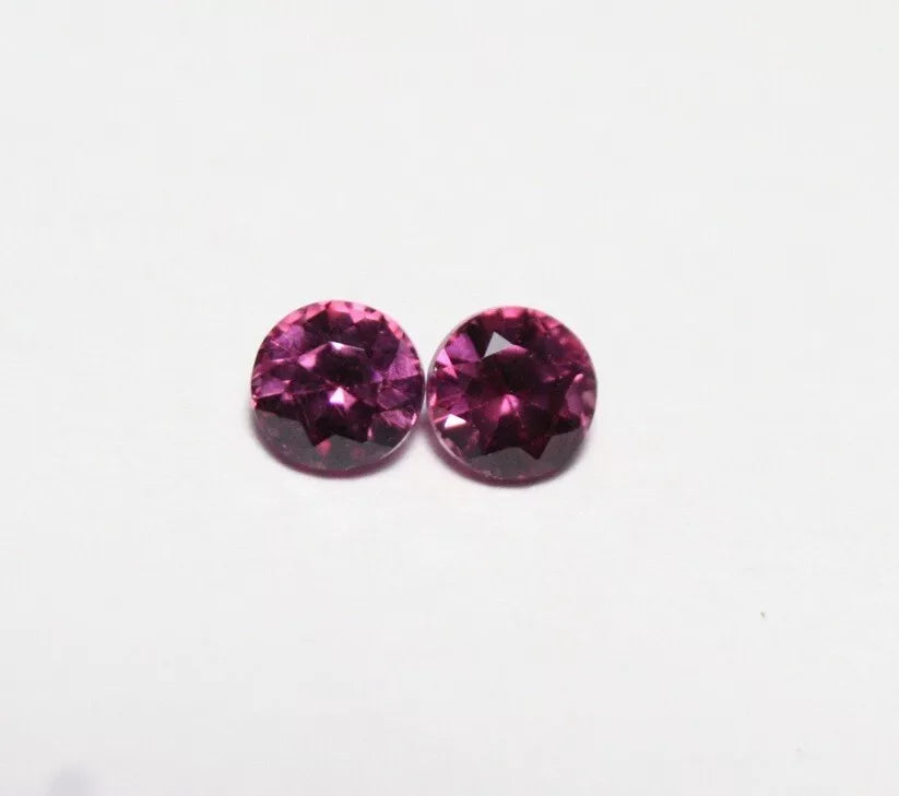 Malaya Garnet Pair 0.73ct Scintillating Rounds Natural Purple Garnet 4x4mm