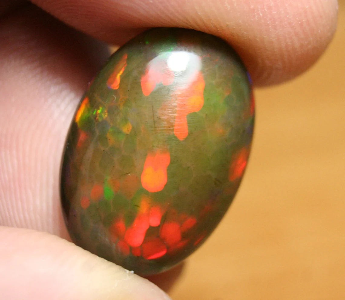 Welo Black Opal Cabochon 11.97ct Rainbow Honeycomb AAA Opal - See Video