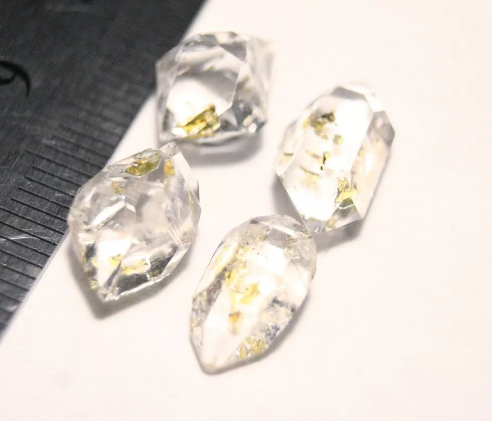 13ct Rare Fluorescent Petroleum Enhydro Oil Diamond Quartz Crystal 4pc Lot AAA