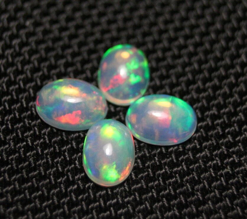 Welo Crystal Opal Cabochon 3.13ct 4pc Lot Lovely Natural Matching Opal Lot 8x6mm