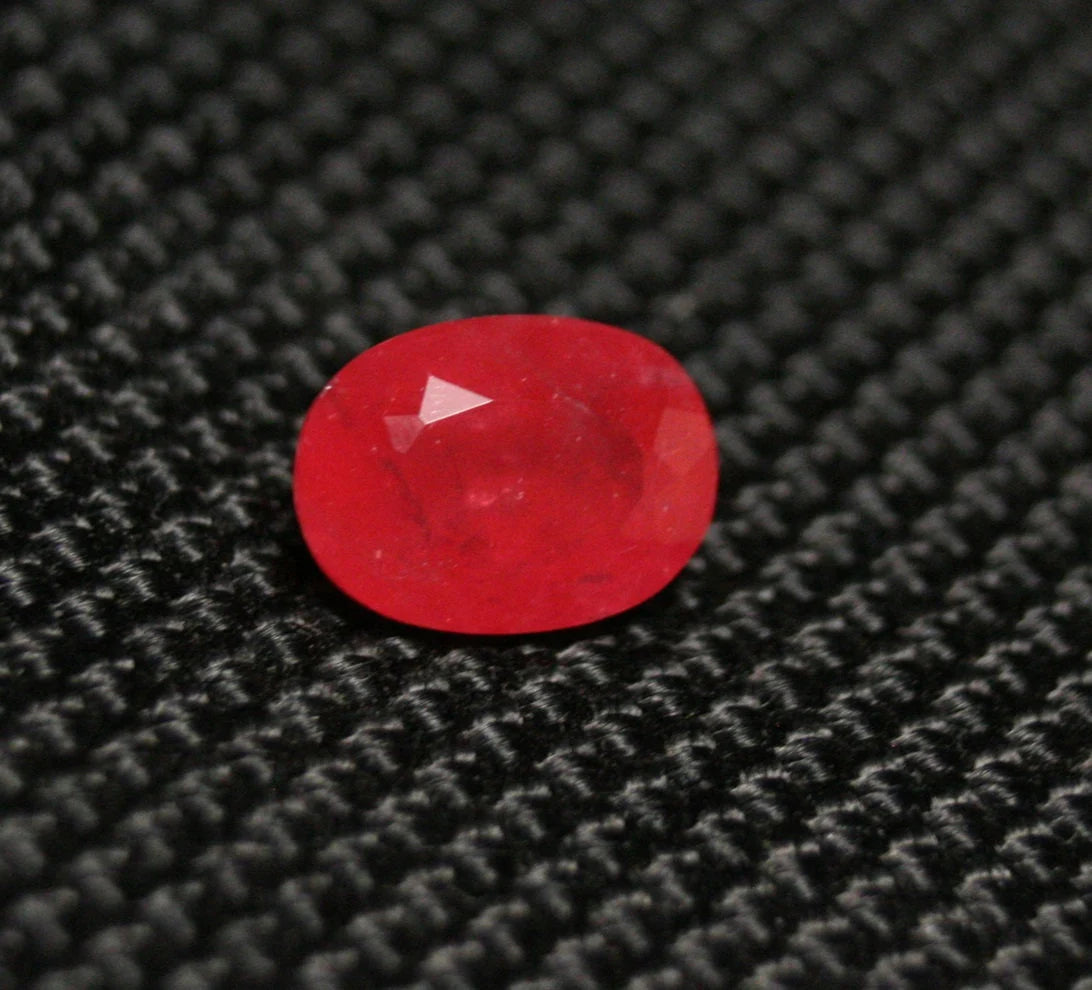 Rare Faceted Rhodonite 1.9ct Brazil Ultra Rare Crimson Red Gem Grade Rhodonite 8.5x6mm