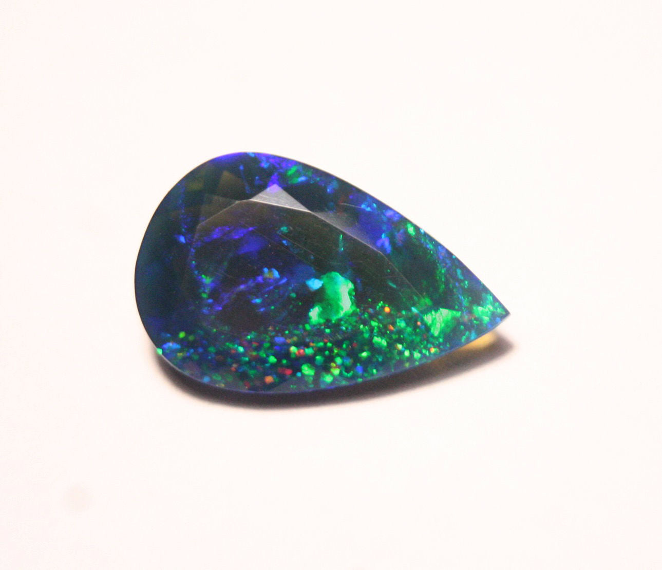 Faceted Black Welo Opal 4.7ct Neon Galaxy Flash AAA Ethiopian Opal 18x11mm