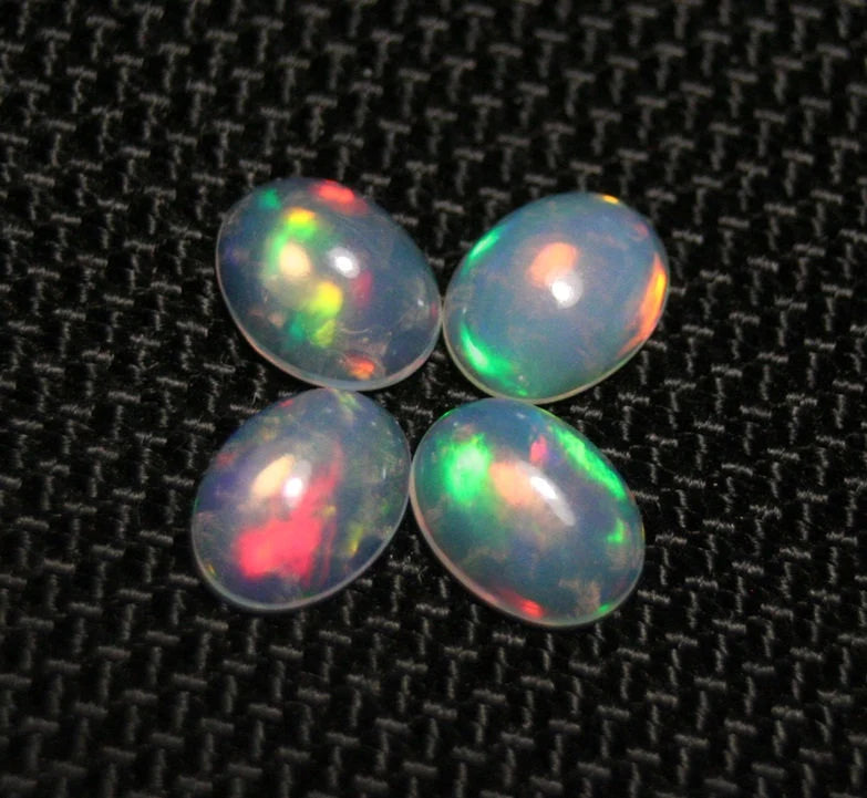 Welo Crystal Opal Cabochon 2.6ct 4pc Lot Lovely Natural Matching Opal Lot 8x6mm