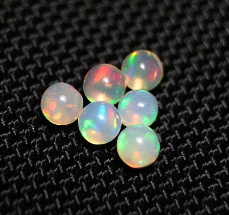 Welo Opal Crystal Ball Sphere 4x4mm  6pc Lot 2.24ct Natural Ethiopian Opal