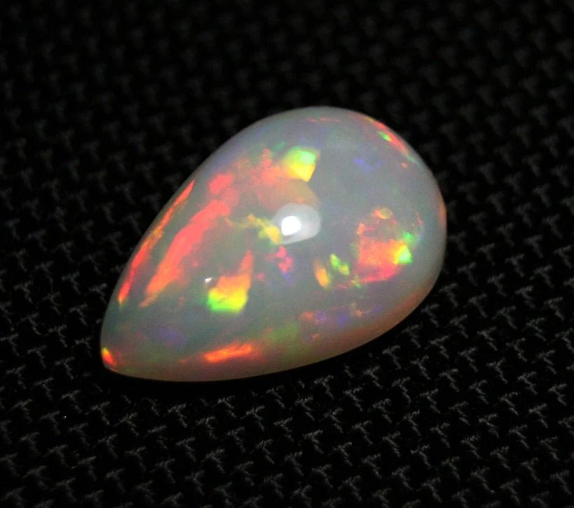 Welo Precious Opal Cabochon 9.7ct Rainbow Blaze Pear AAA Natural Ethiopian Video