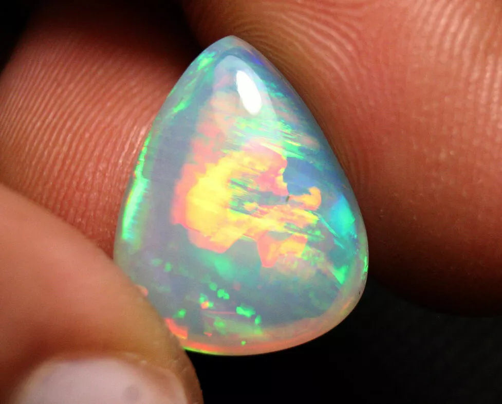 Welo Opal Cabochon 9ct Digital Rainbow Flash Natural Crystal Opal Ethiopia Video 18x14mm