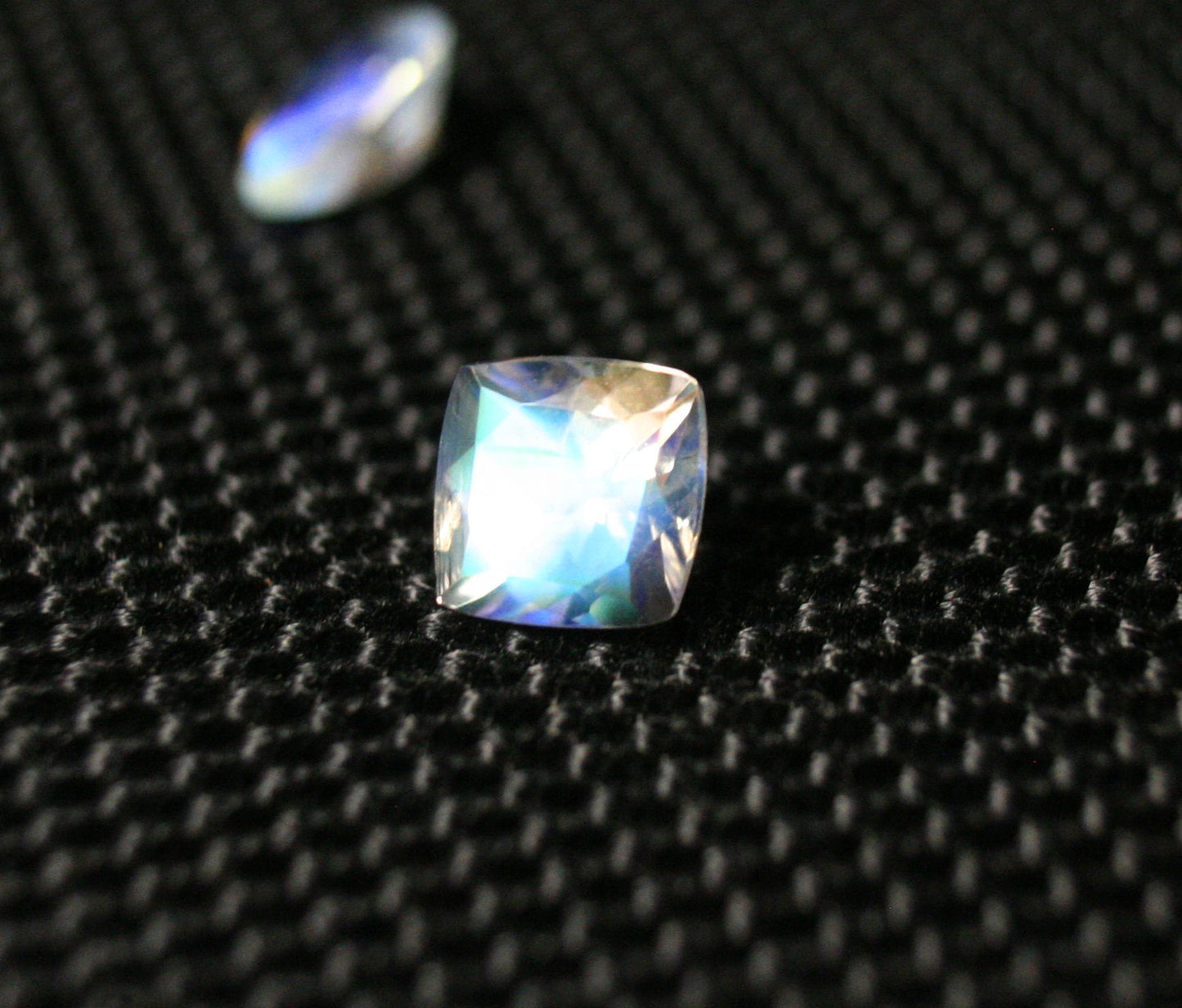 Faceted Moonstone 1.06ct Madagascar AAA Rainbow Moonstone 6x6mm Cushion