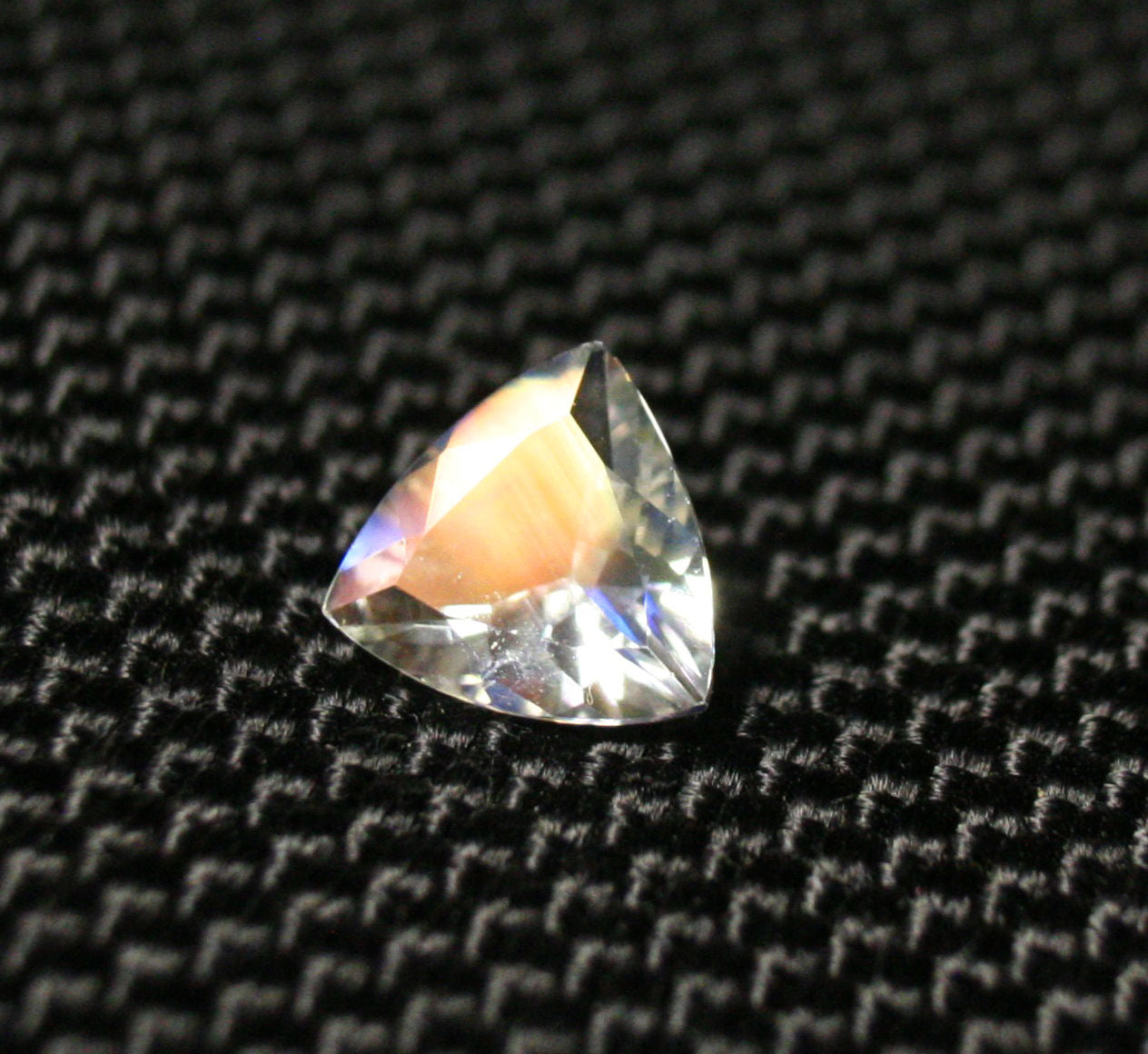 Faceted Moonstone 0.8ct Madagascar AAA Rainbow Moonstone 7x7mm Trillion