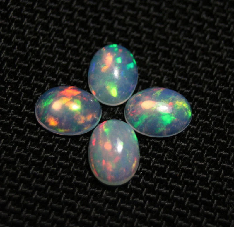 Welo Crystal Opal Cabochon 2.89ct 4pc Lot Lovely Natural Matching Opal Lot 8x6mm