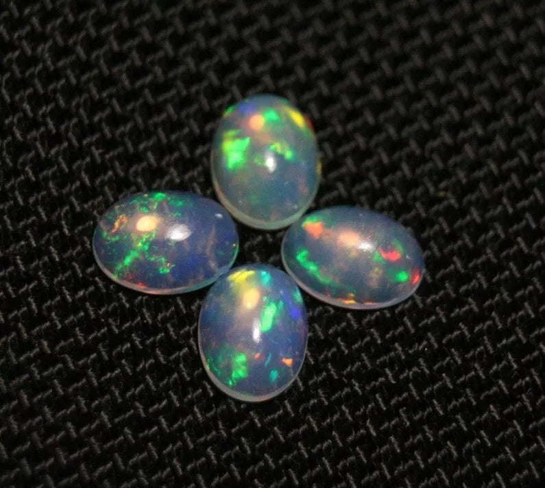 Welo Crystal Opal Cabochon 8x6mm 4pc Lot 2.84ct Lovely Natural Matching Opal Lot