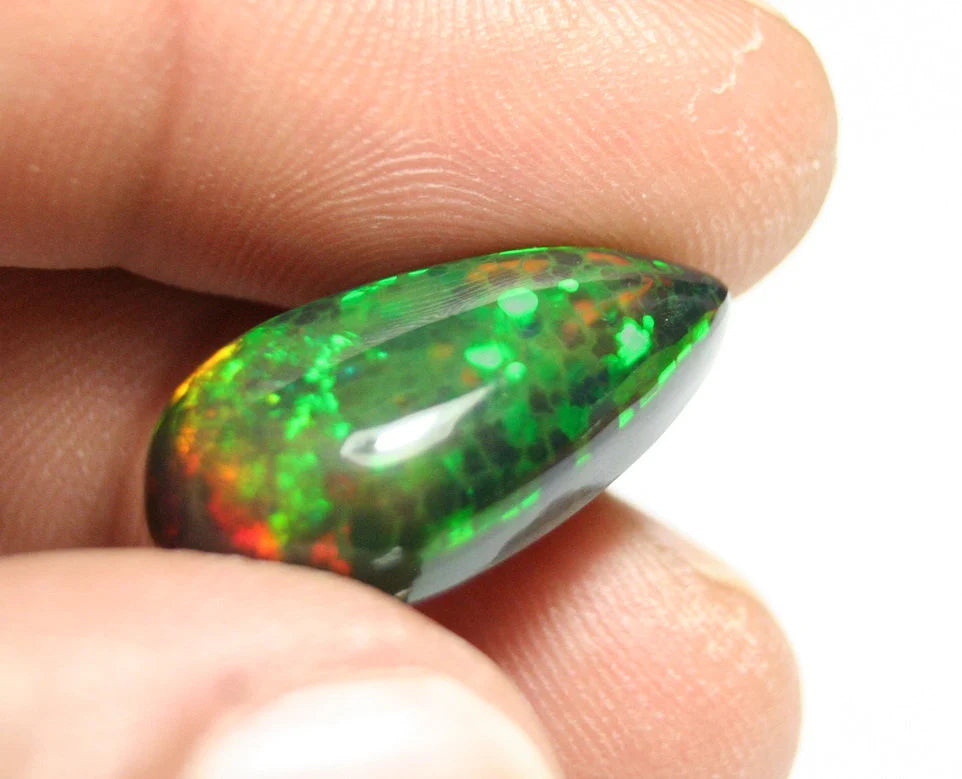 Welo Black Opal Cabochon 12ct Digital Neon Flake AAA Natural Opal Ethiopia Video