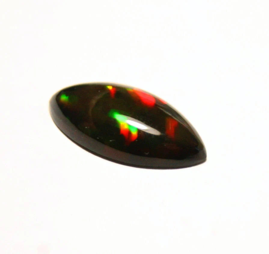 Welo Black Opal Cabochon 2.6ct Harlequin Rainbow Marquise Ethiopian Opal 16x8mm