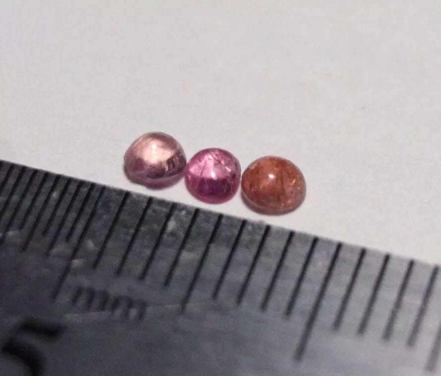 Pezzottaite Cabochon 3pc Lot 0.23ct Ultra Rare Neon Raspberry Beryl Madagascar