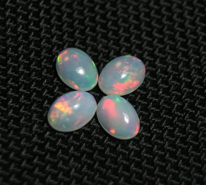 Welo Opal Cabochon 7x5mm 4pc Lot 2ct Lot Rainbow Ovals AAA Crystal Opal