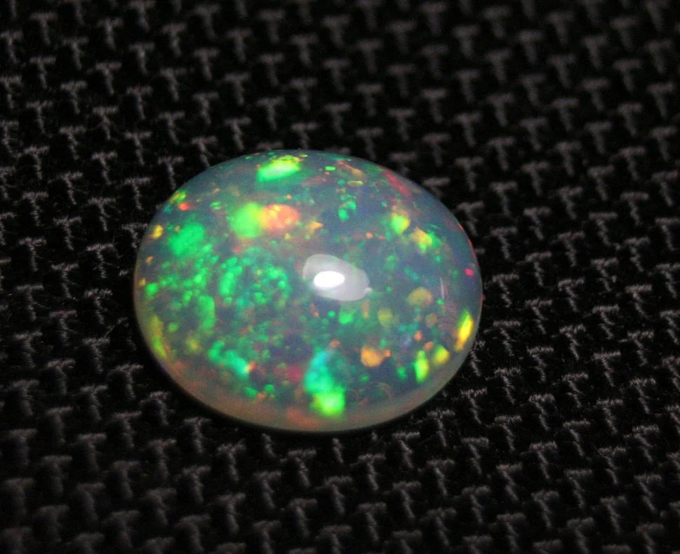 Welo Crystal Opal Cabochon 3.5ct Harlequin Confetti Blaze Natural Ethiopian Opal See Video 13x11mm