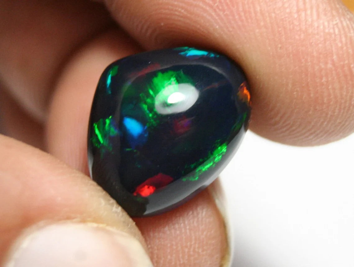 Welo Black Opal Cabochon 10.44ct Top Neon Rainbow AAA Opal See Video 18x15mm