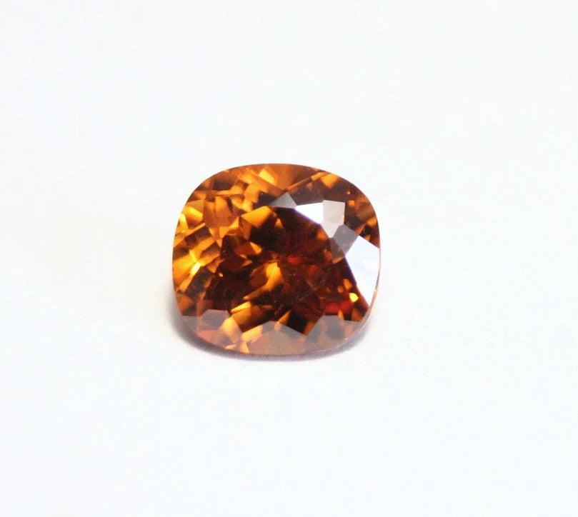 Orange Zircon 2.4ct Scintillating Custom Cushion Cut - Cambodia 7x6.5mm