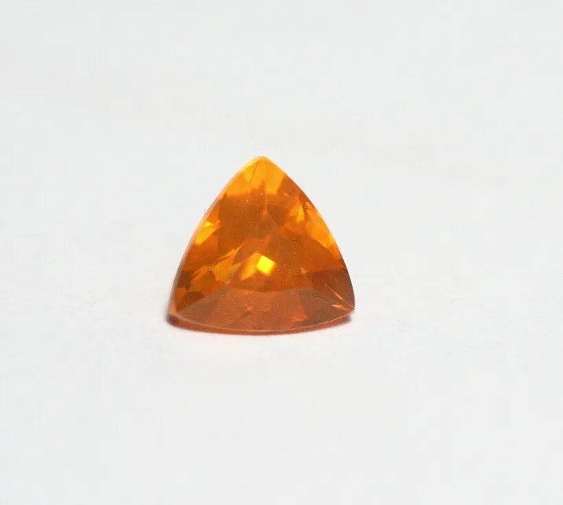 Faceted Yellow Mexican Fire Opal 0.61ct Trillion Cut Natural Rich Opalescent 6x6mm