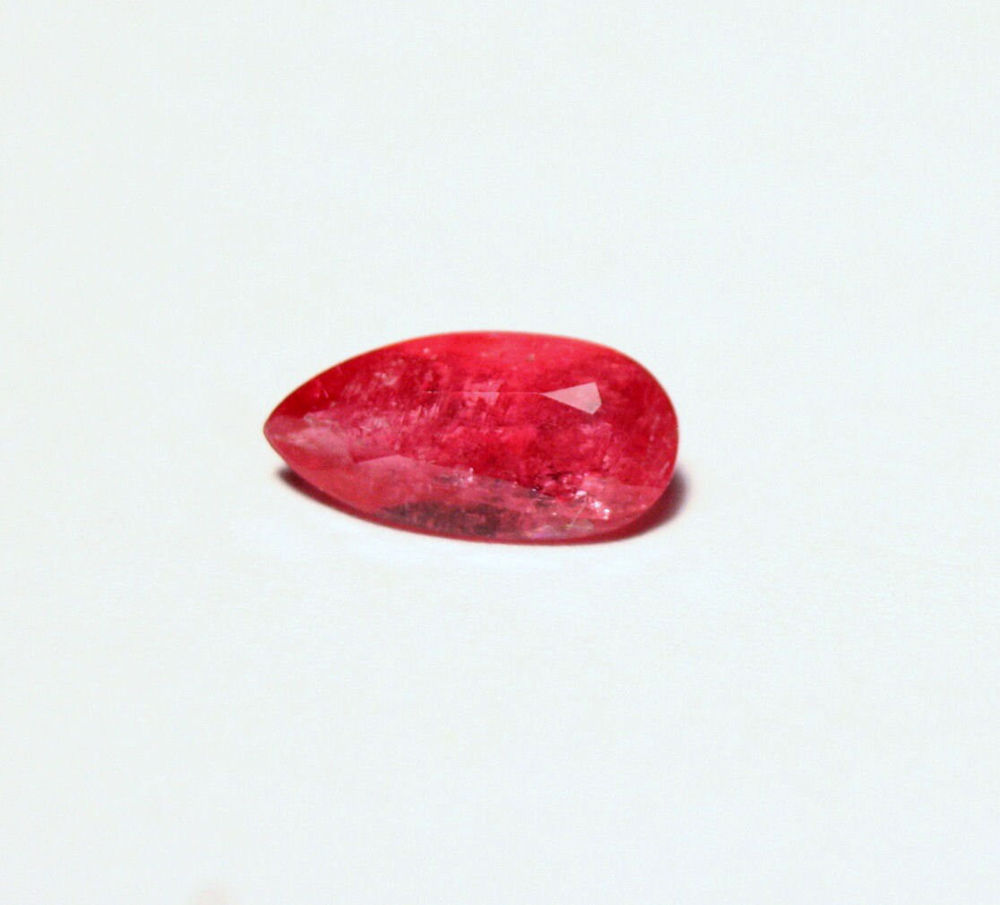 Rare Faceted Rhodonite 0.91ct Brazil Ultra Rare Crimson Red Gem Grade Rhodonite 9x4.5mm