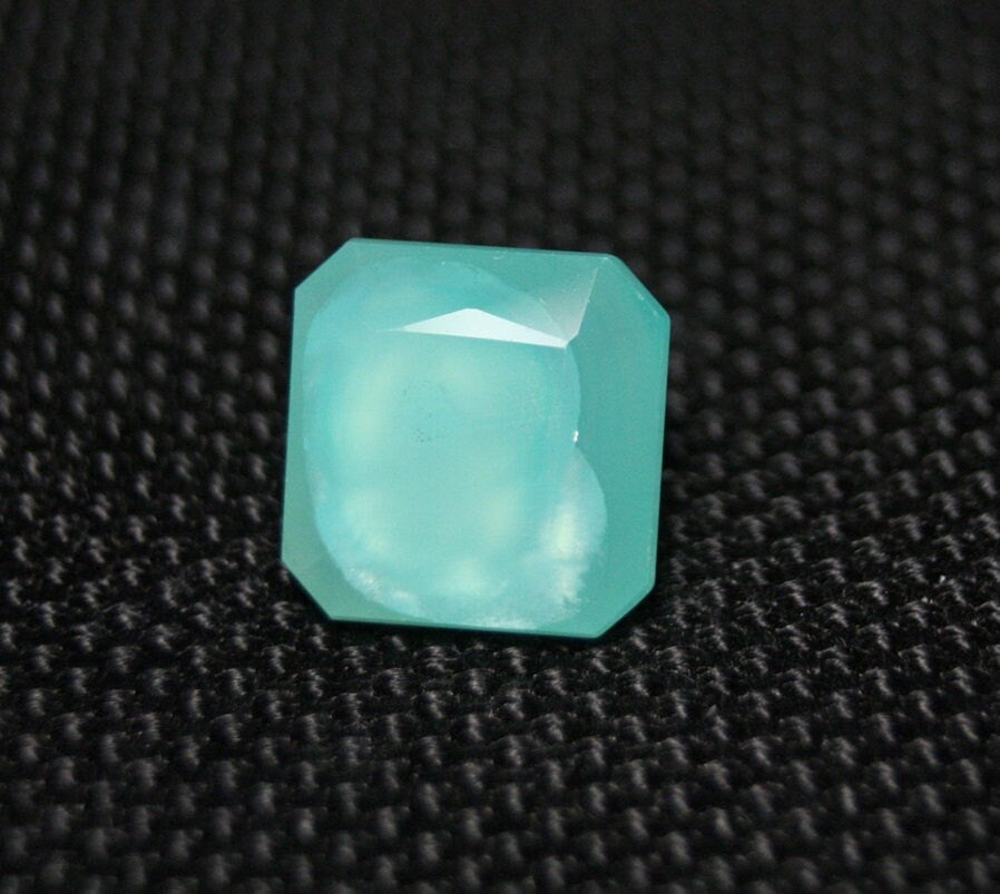 Rare Blue Green Smithsonite 12ct Madagascar Faceted Translucent Gem 12x12mm