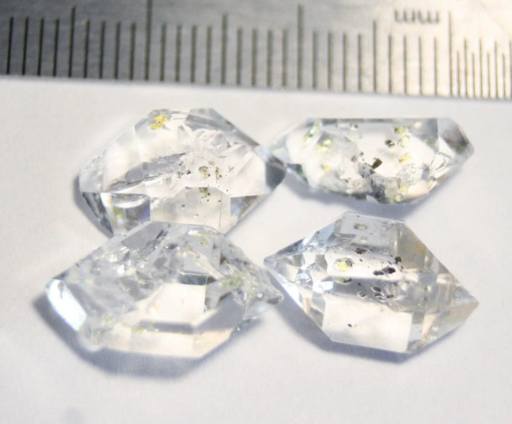 Fluorescent Petroleum Enhydro Oil Diamond Quartz 16.8ct Crystal AAA 4pc Lot