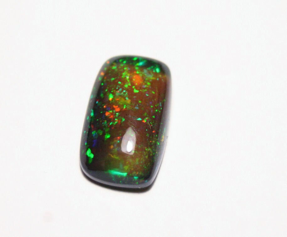 Welo Black Opal Cabochon 4.5ct Neon Confetti Bar Natural Ethiopian Opal Video