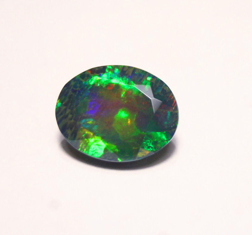 Faceted Black Welo Opal 6.9ct Floral Honeycomb Blaze AAA Ethiopian Opal 15x12mm