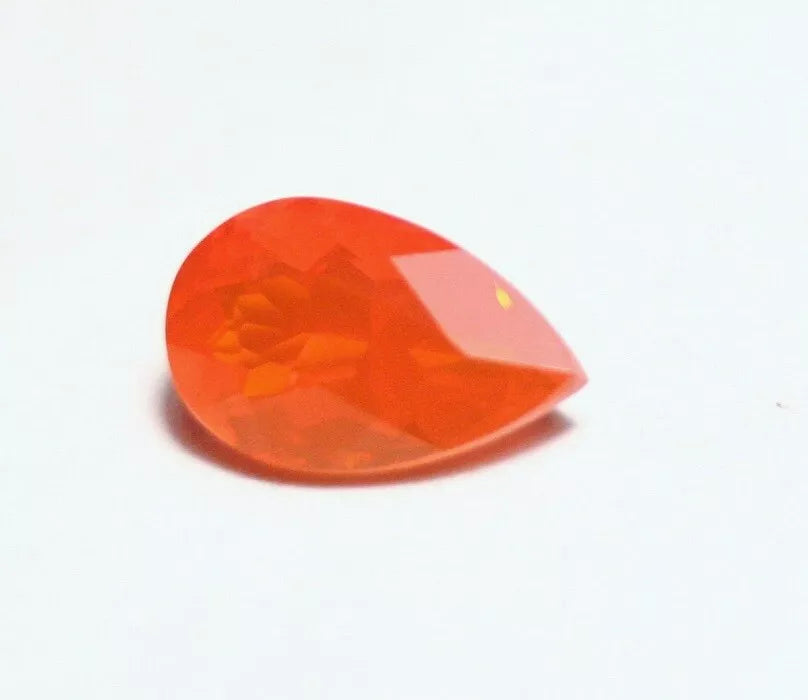 Faceted Orange Mexican Fire Opal 1.07ct Pear Cut Natural Rich Opalescent 9x6mm