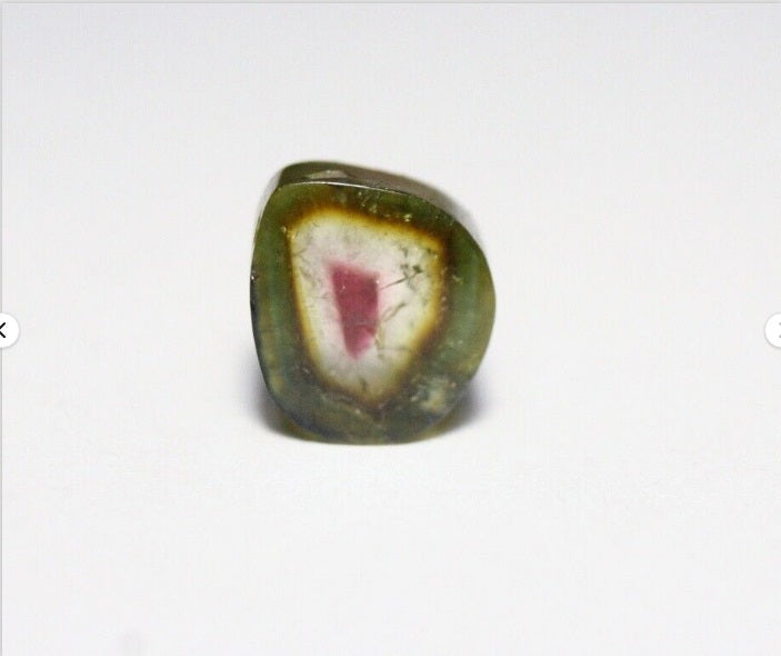 Tri Colour Tourmaline Slice 3.7ct Beautiful Polished Tourmaline Madagascar 9x8mm