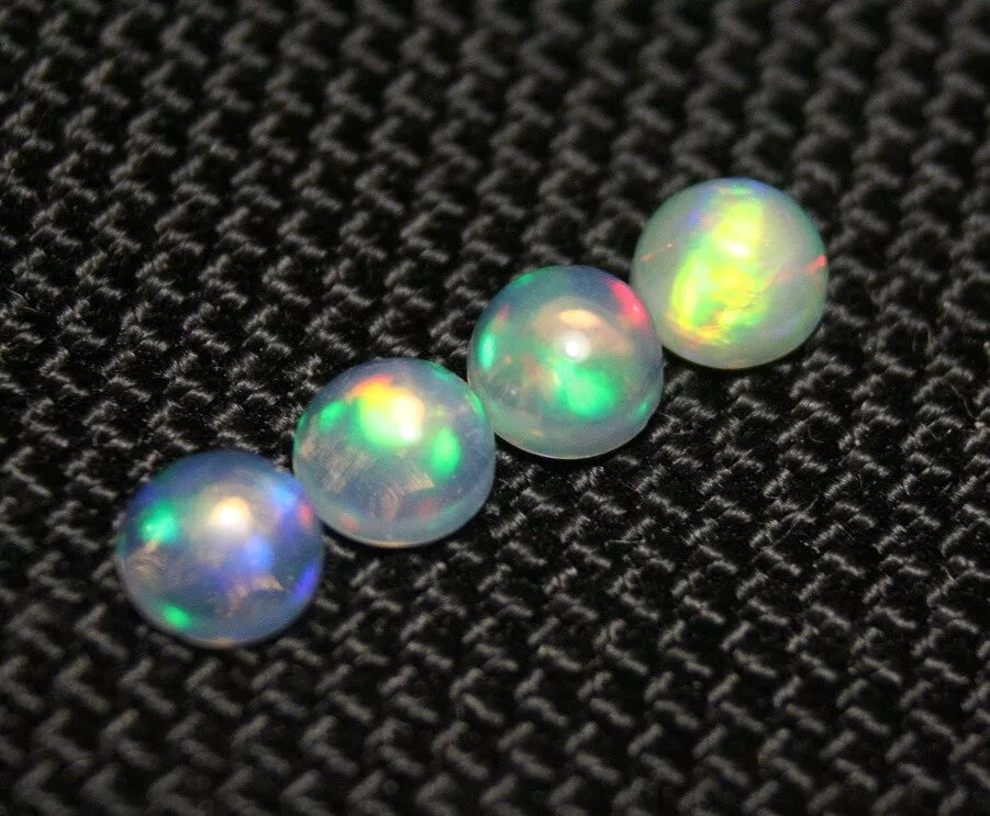 Welo Crystal Opal Round 5x5mm Cabochons 4pc Lot 1.68ct AAA Natural Jelly Opal