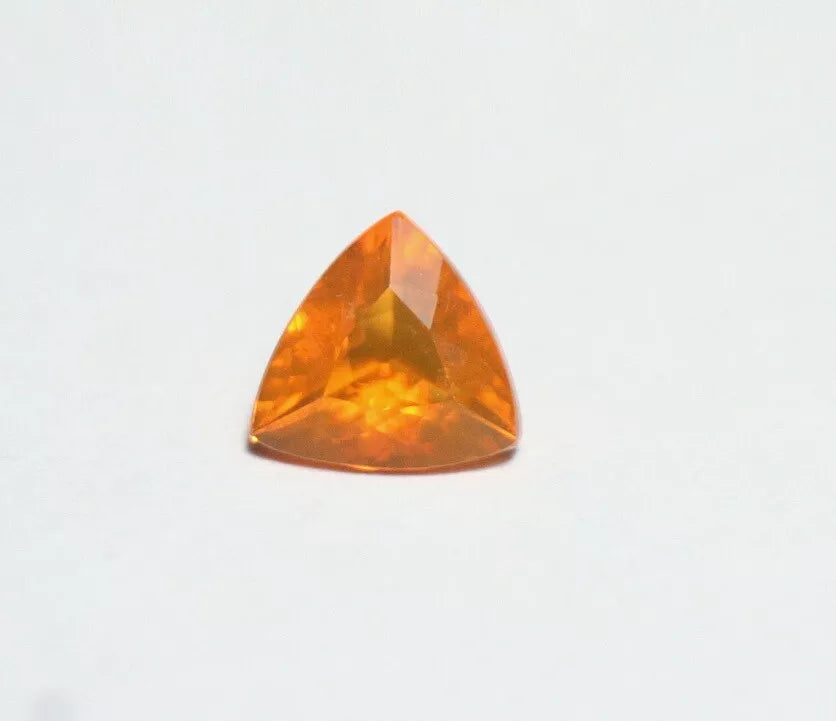 Faceted Orange Mexican Fire Opal 0.66ct Trillion Cut Natural Opalescent 6.5x6.5mm